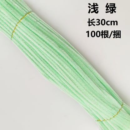 Twisted stick colourful eco-friendly wool strips solid colour encrypted fluffy roots diy，100pcs