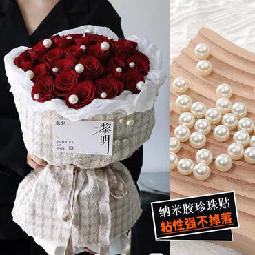 Pearl Flower Arrangement Flower Bouquet Adhesive Stickers Pearl Decoration Supplies, 100pcs