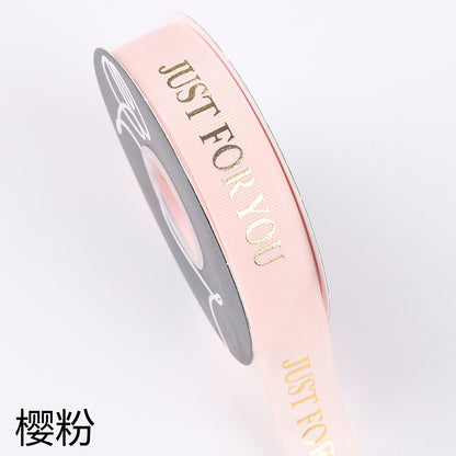 Ribbon Silk Bow Color Strip Stamping Alphabet Ribbon Flower Packaging Ribbon,2.5cm*40 yards