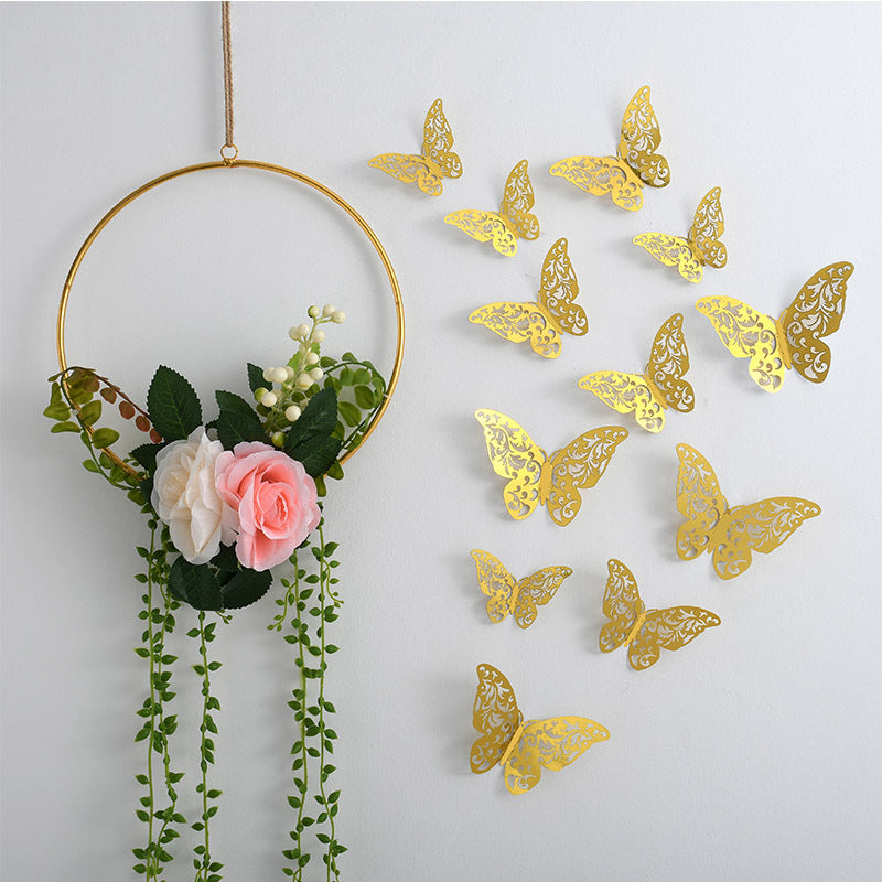 3D Hollowed Out Gold Butterfly Bouquet Decorative Gift Accessories