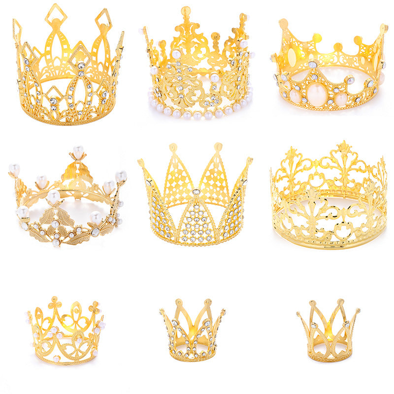 Gold Alloy Crown Cake Topper – Princess Birthday Party Decoration