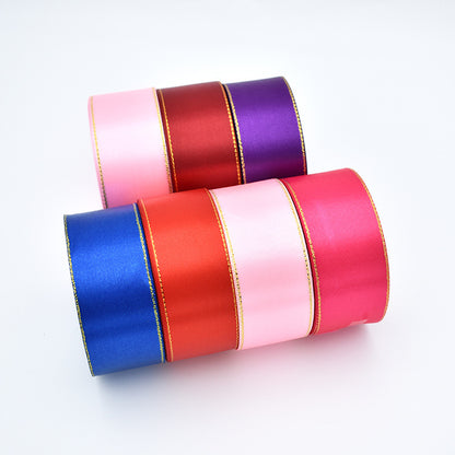 4cm Double Gold Satin Ribbon Cake Gift Packaging Ribbon Wedding Baking Box Decoration Ribbon,25 yards