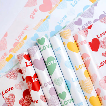 Rose Bouquet Flower Wrapping Paper – “Love in Heart” Thick Waterproof Paper – 20 Sheets