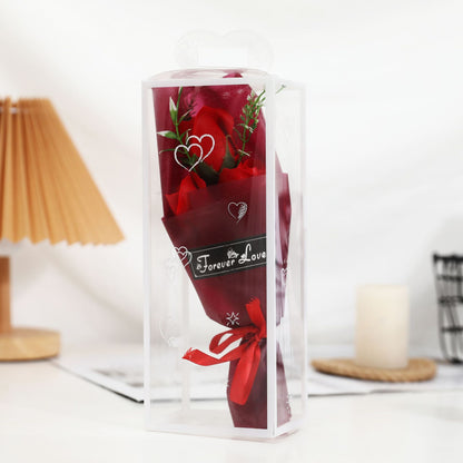 Mini Simulation Bouquet Soap Flower Bouquet PVC Gift Box Rose Love Creative Romantic Gift Stationery Store