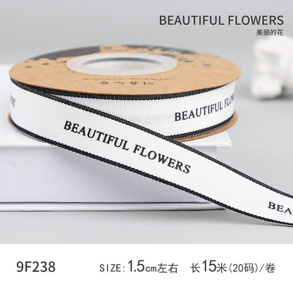 Ribbed Fresh Flowers Ribbon Bouquet Floral Ribbon,1.5cm - 20 yards