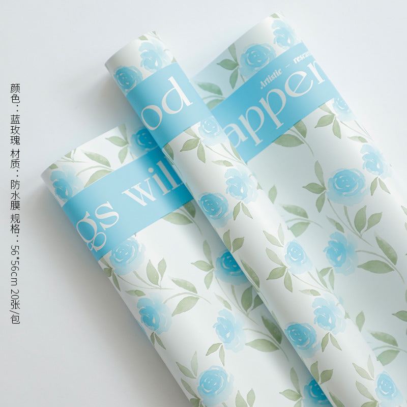 Rose Garden Flower Wrapping Paper – Waterproof Bouquet Paper – 20 Sheets
