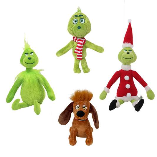 New Grinch Green Monster Plush Toy, Small Stuffed Doll with Dog, Christmas & Birthday Gift for Kids