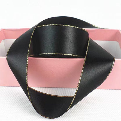 4cm Double Gold Satin Ribbon Cake Gift Packaging Ribbon Wedding Baking Box Decoration Ribbon,25 yards