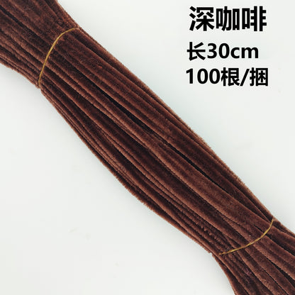 Twisted stick colourful eco-friendly wool strips solid colour encrypted fluffy roots diy，100pcs