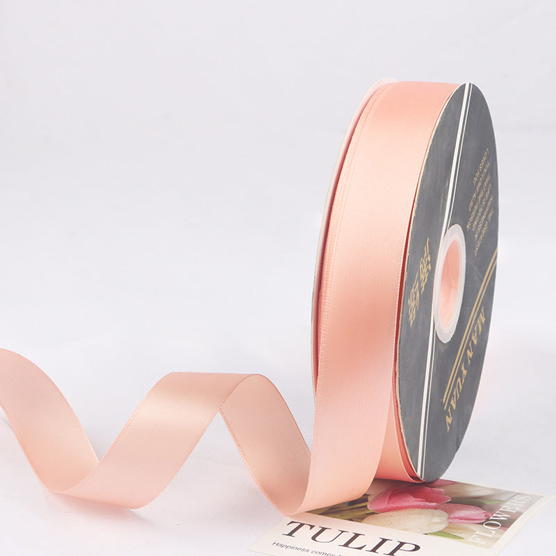 2.5cm 40/100yards Solid Color Polyester Ribbon Flower Bouquet Packaging Solid Color Ribbon Cake Ribbon