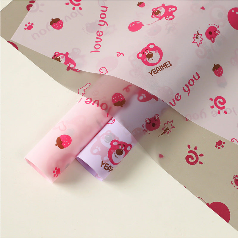 Strawberry Bear Wrapping Paper Pack 20 (57x57cm).