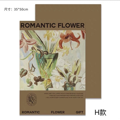 Oil Painting Paper Vintage Art Paper Vintage Oil Painting Style Flower Packaging,38*56cm