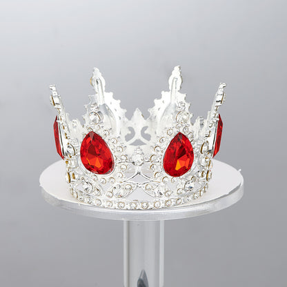 Mini Alloy Crown Cake Topper with Heart and 6 Rhinestones