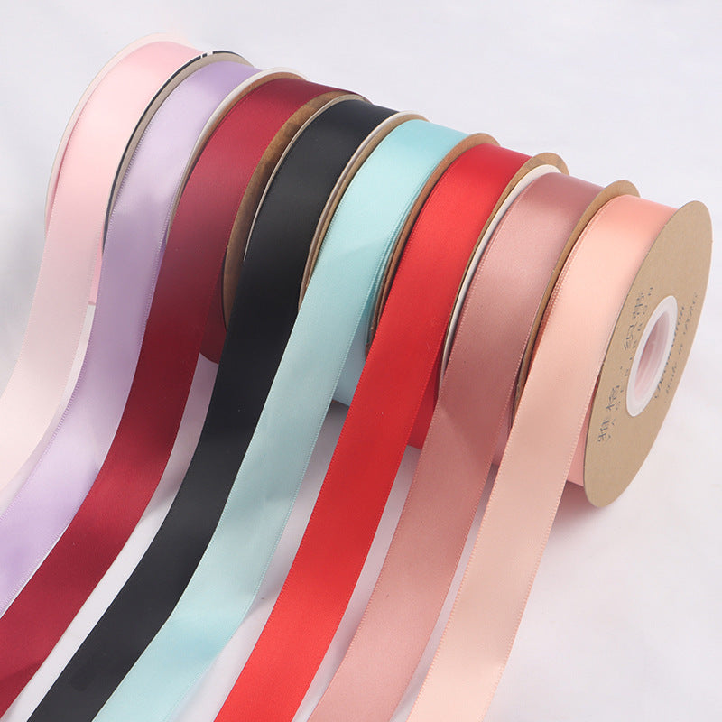 2.5cm 40/100yards Solid Color Polyester Ribbon Flower Bouquet Packaging Solid Color Ribbon Cake Ribbon