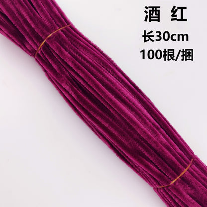 Twisted stick colourful eco-friendly wool strips solid colour encrypted fluffy roots diy，100pcs