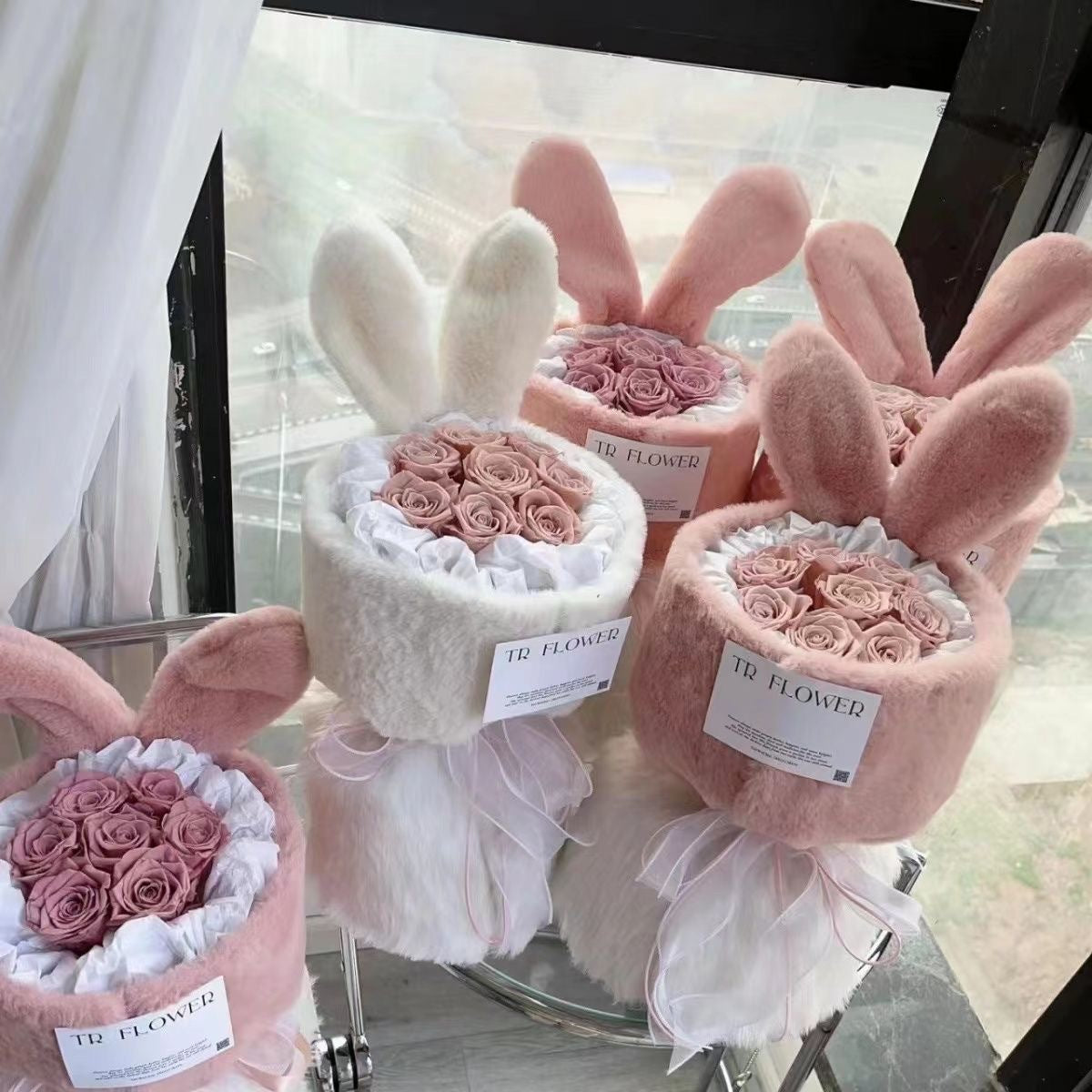 Rabbit Velvet Cloth Roses Bouquet Rabbit Ears Flower Bouquet Packaging