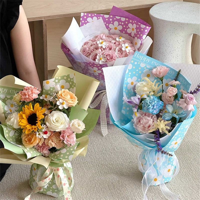 Korean-Style Flower Wrapping Paper – Rose Bouquet Paper – 20 Sheets