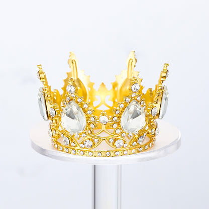 Mini Alloy Crown Cake Topper with Heart and 6 Rhinestones