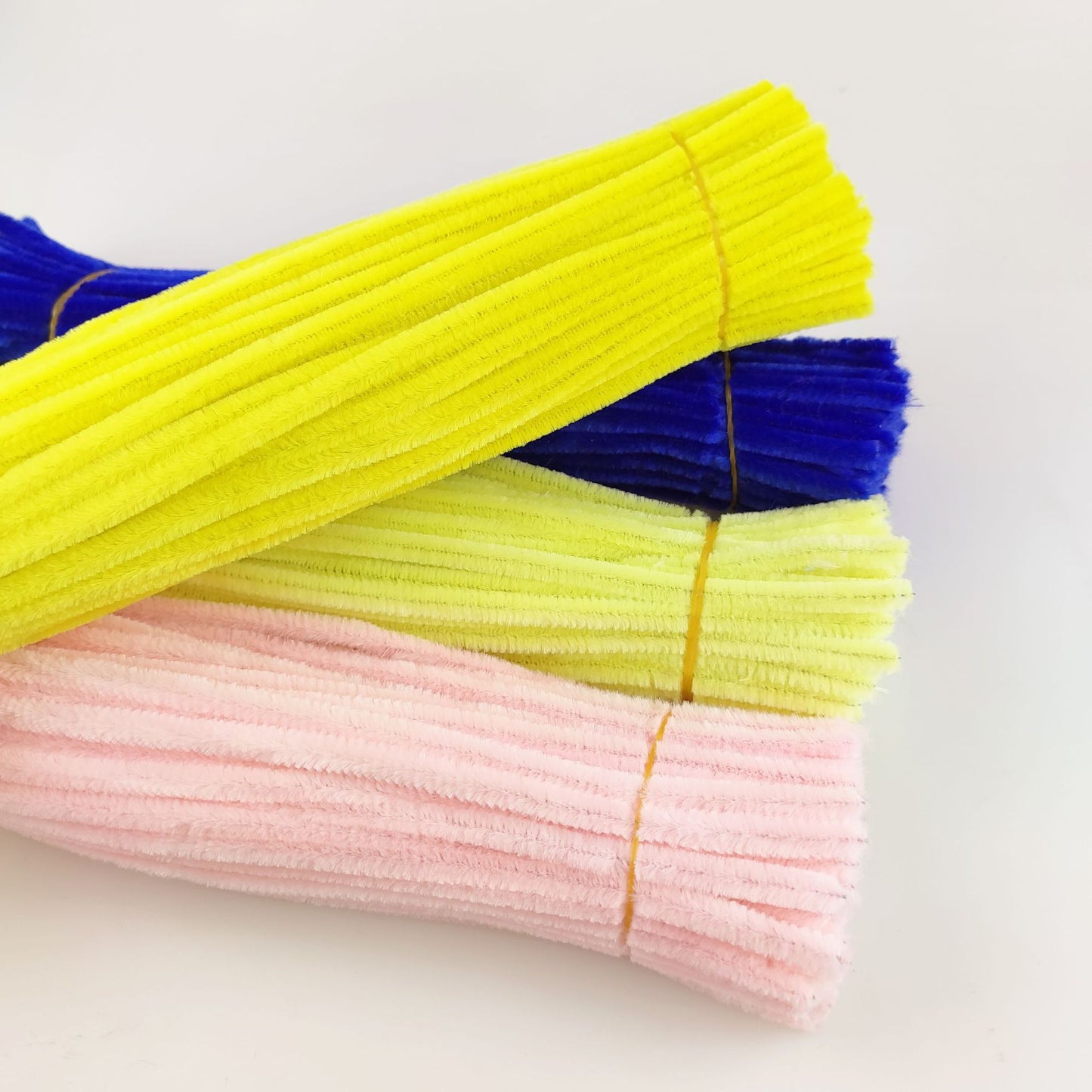 Twisted stick colourful eco-friendly wool strips solid colour encrypted fluffy roots diy，100pcs