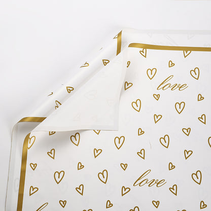 New Gold-Edged LOVE Heart Flower Wrapping Paper – 20 Sheets