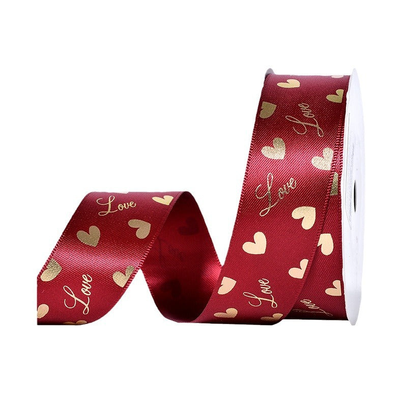 Handmade Gift Wrap Ribbon Stamping Craft Valentine's Day Love Wrap Ribbon，10 yards