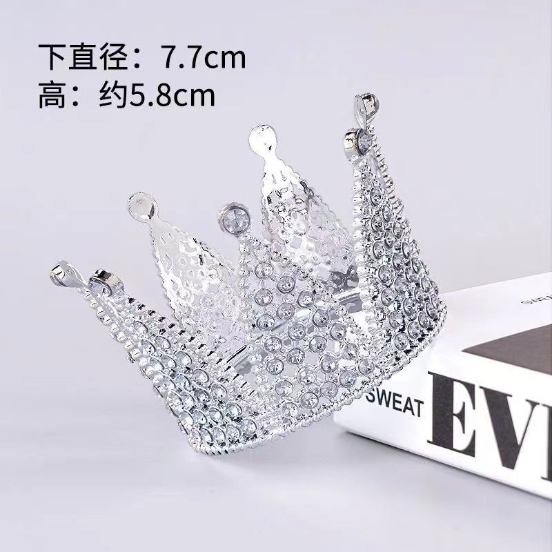 Alloy Crown Cake Topper – Birthday & Wedding Decoration with Rhinestones