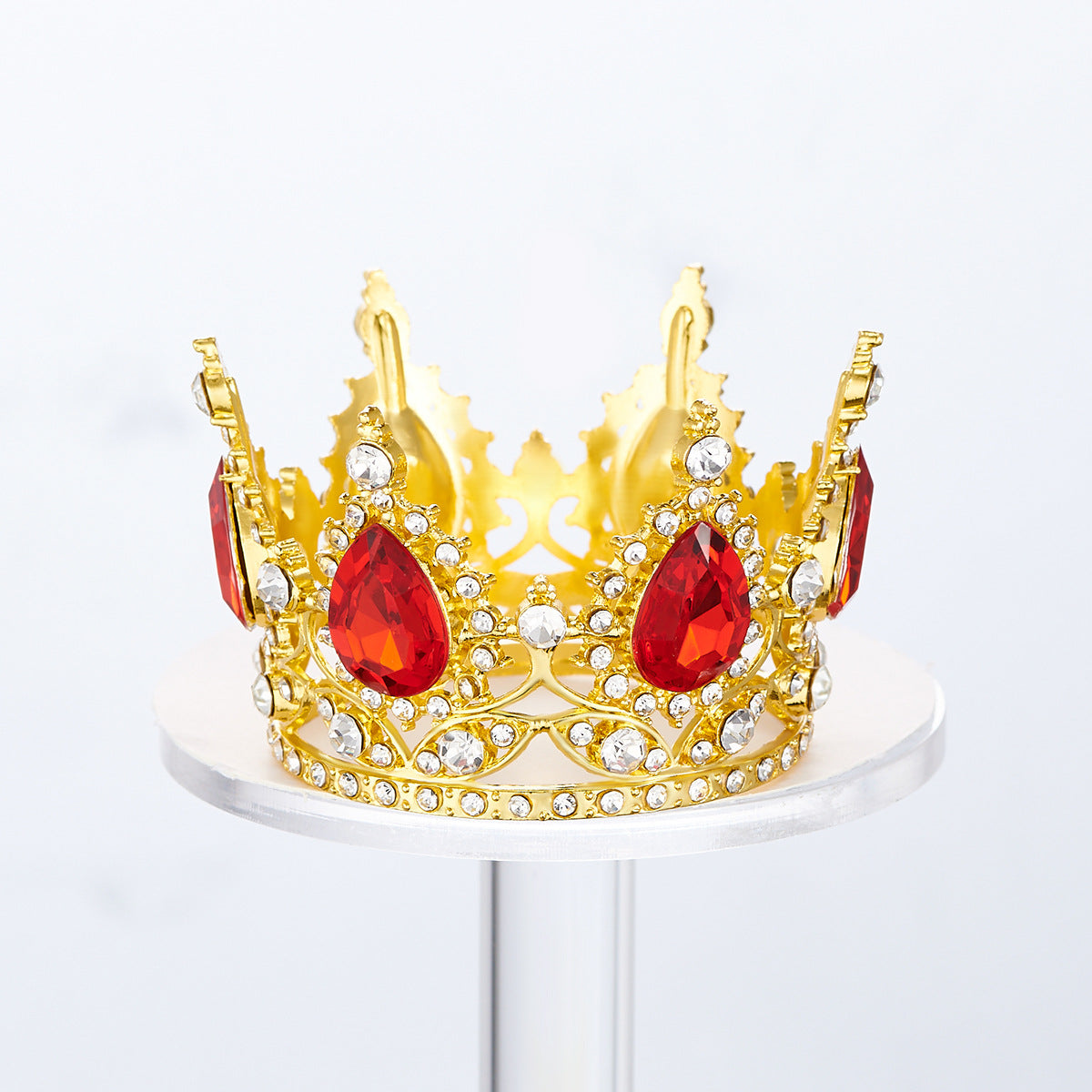 Mini Alloy Crown Cake Topper with Heart and 6 Rhinestones