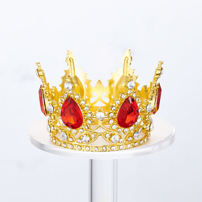 Mini Alloy Crown Cake Topper with Heart and 6 Rhinestones