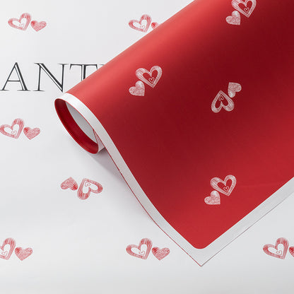 Valentine’s Day Heart Flower Wrapping Paper – Double-Sided Bouquet Paper – 20 Sheets