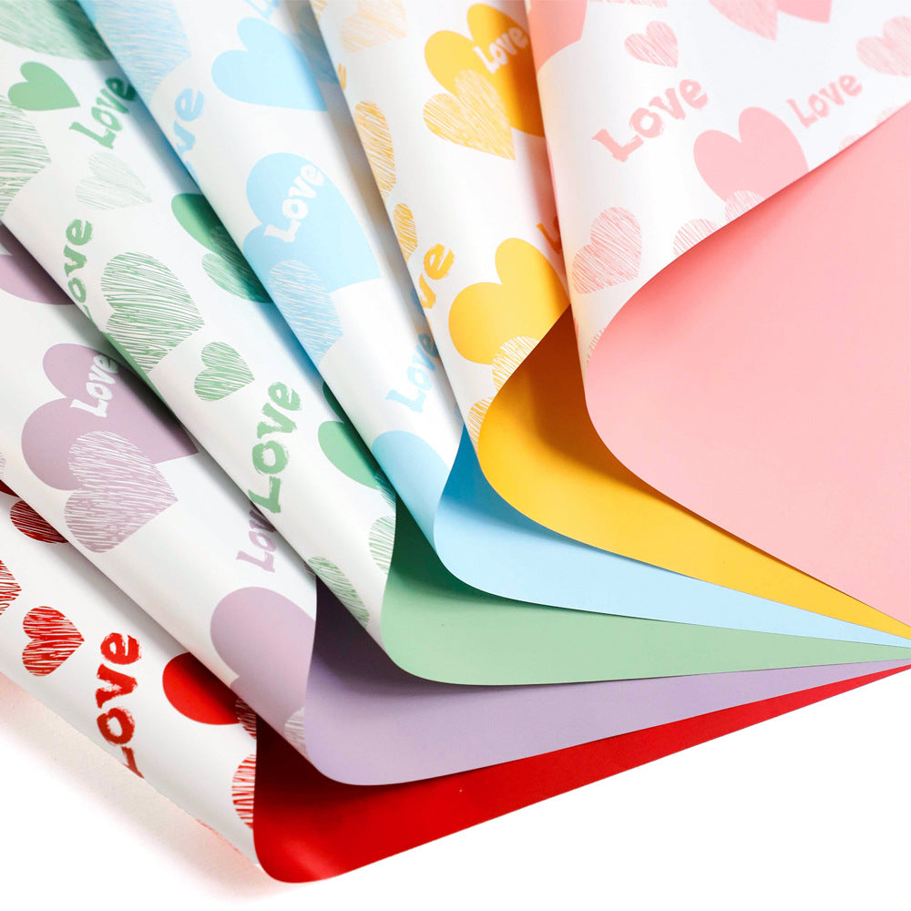 Rose Bouquet Flower Wrapping Paper – “Love in Heart” Thick Waterproof Paper – 20 Sheets