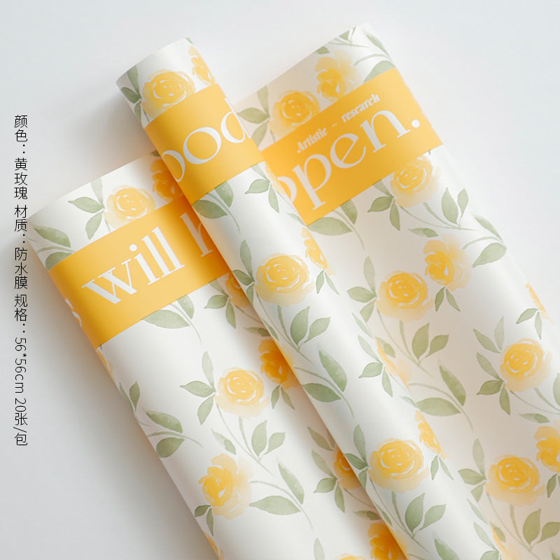 Rose Garden Flower Wrapping Paper – Waterproof Bouquet Paper – 20 Sheets
