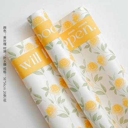 Rose Garden Flower Wrapping Paper – Waterproof Bouquet Paper – 20 Sheets