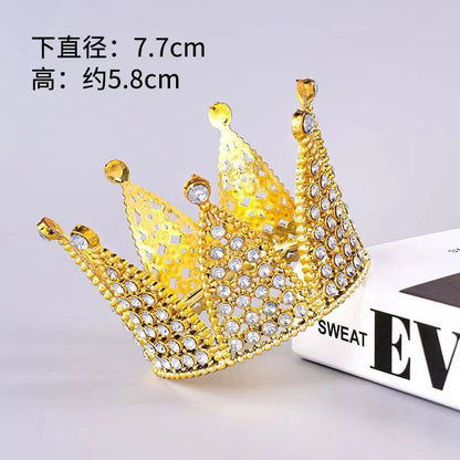 Alloy Crown Cake Topper – Birthday & Wedding Decoration with Rhinestones