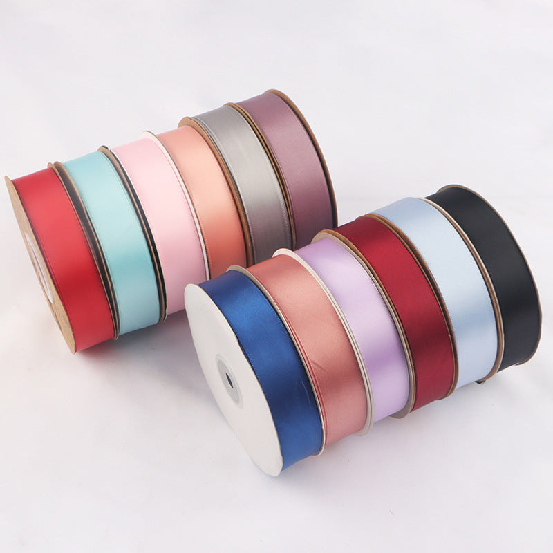 2.5cm 40/100yards Solid Color Polyester Ribbon Flower Bouquet Packaging Solid Color Ribbon Cake Ribbon