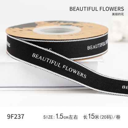 Ribbed Fresh Flowers Ribbon Bouquet Floral Ribbon,1.5cm - 20 yards