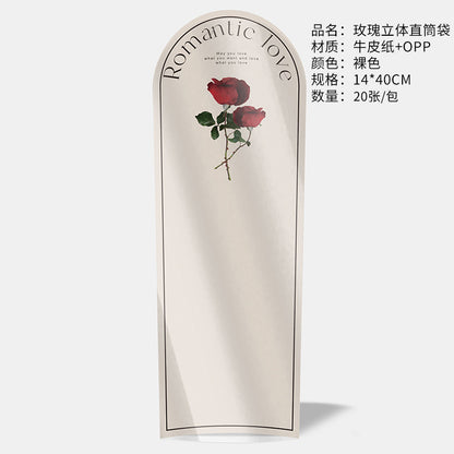 Flower Transparent Flower Arrangement Bag Roses Standing Single Bag,14*40cm