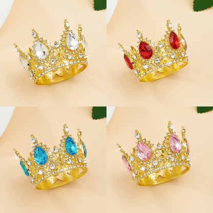 Mini Alloy Crown Cake Topper with Heart and 6 Rhinestones