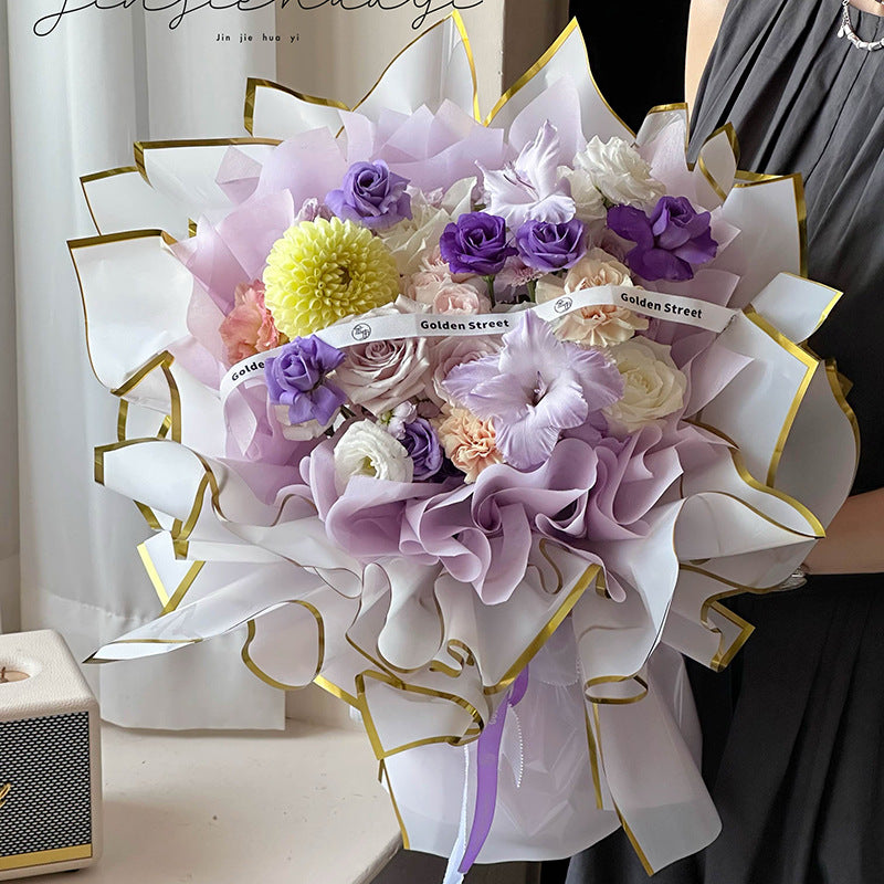 Gold Edge Hydrographic Film Flower Wrapping Paper Gold Edge Jelly Film Flower Wrapping Bouquet