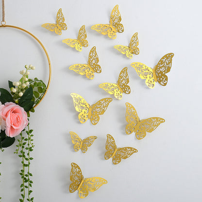 3D Hollowed Out Gold Butterfly Bouquet Decorative Gift Accessories