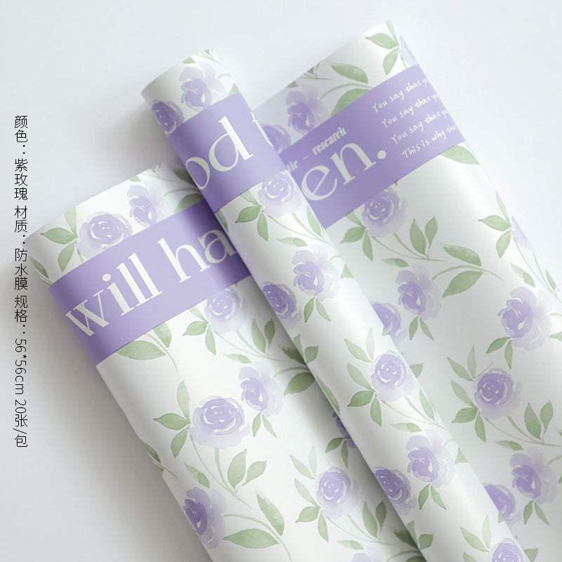 Rose Garden Flower Wrapping Paper – Waterproof Bouquet Paper – 20 Sheets