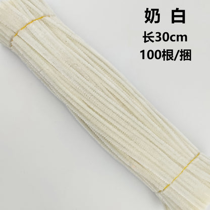 Twisted stick colourful eco-friendly wool strips solid colour encrypted fluffy roots diy，100pcs