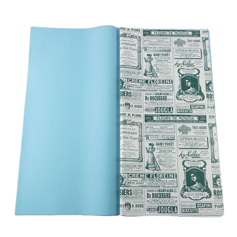 New English Newspaper Printing Paris Sweetheart Flower Wrapping Paper Two Color Ouya Paper