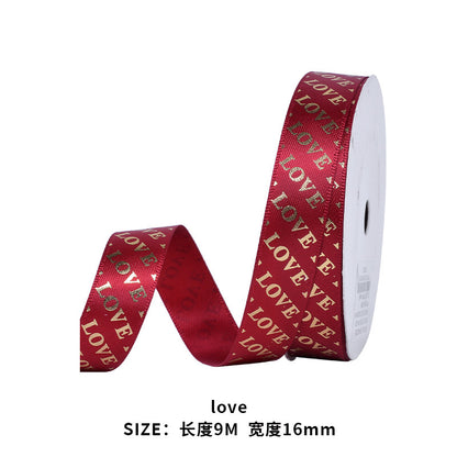 Handmade Gift Wrap Ribbon Stamping Craft Valentine's Day Love Wrap Ribbon，10 yards