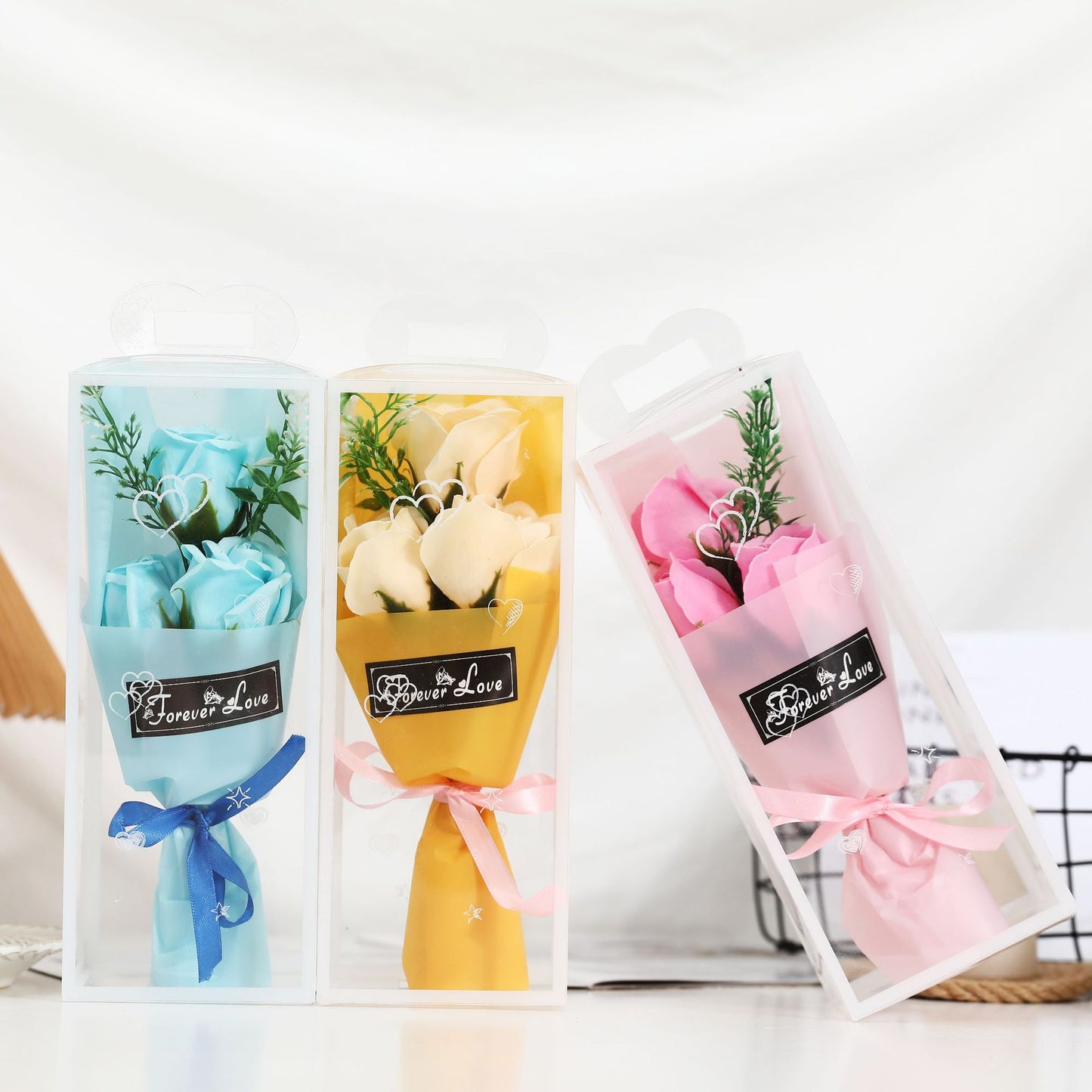 Mini Simulation Bouquet Soap Flower Bouquet PVC Gift Box Rose Love Creative Romantic Gift Stationery Store