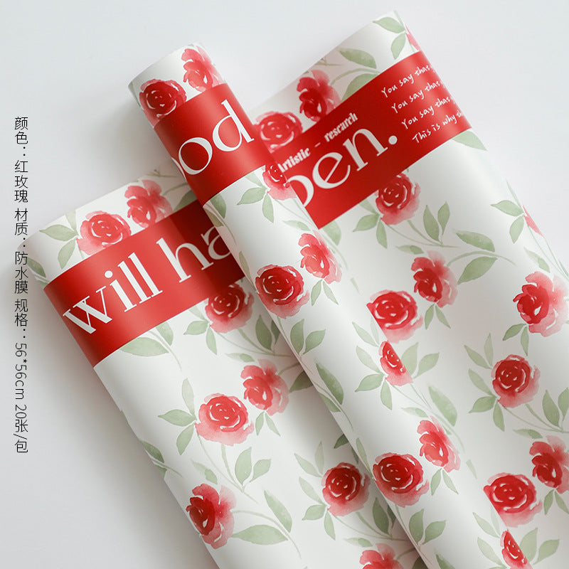 Rose Garden Flower Wrapping Paper – Waterproof Bouquet Paper – 20 Sheets