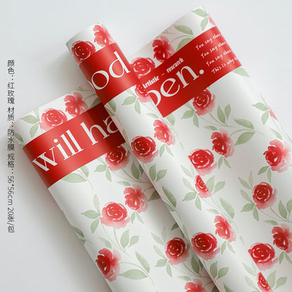 Rose Garden Flower Wrapping Paper – Waterproof Bouquet Paper – 20 Sheets