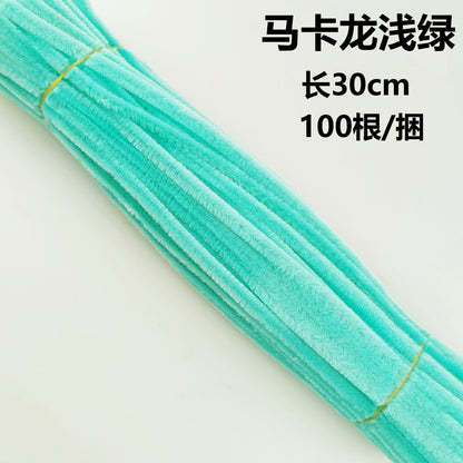 Twisted stick colourful eco-friendly wool strips solid colour encrypted fluffy roots diy，100pcs