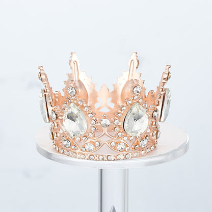 Mini Alloy Crown Cake Topper with Heart and 6 Rhinestones
