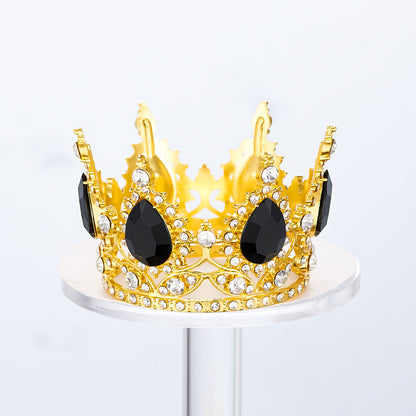 Mini Alloy Crown Cake Topper with Heart and 6 Rhinestones