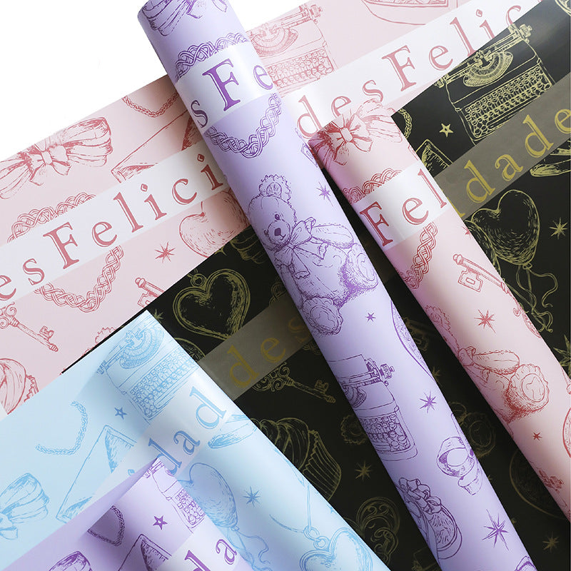 Teddy Bear Heart Bouquet Wrapping Paper  – 20 Sheets